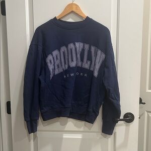 Altar'd State Navy Blue "Brooklyn New York" Crewneck Sweatshirt